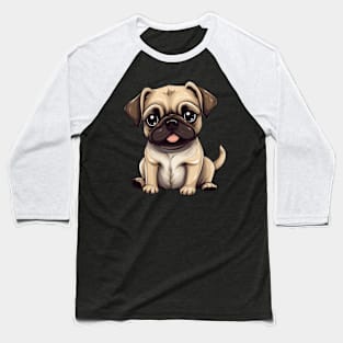 Cute Cartoon Pug Puppy Dog Baseball T-Shirt